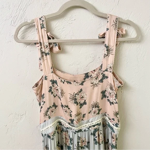 Agua Bendita Helina Zola Floral Maxi Sleeveless Tiered Empire Waist Floral Dress